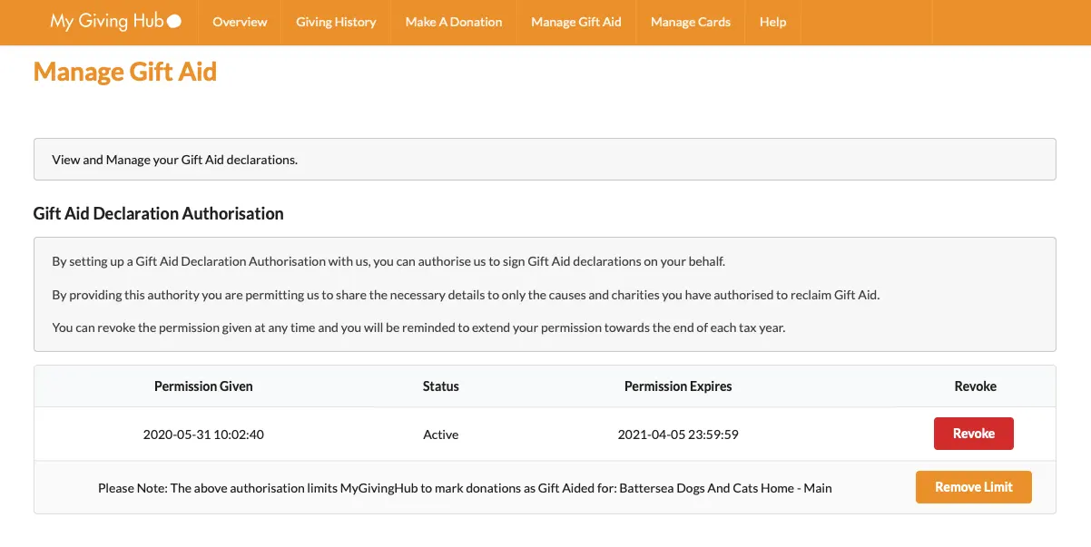 My Giving Hub Screenshot